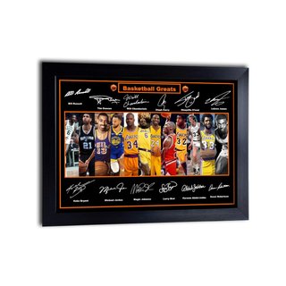 Póster A3 baloncesto firmado Kobe Jordan