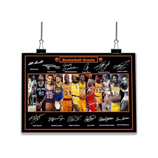 Póster A3 baloncesto firmado Kobe Jordan