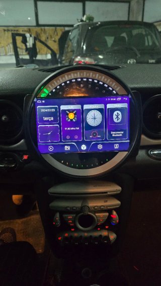 Rádio Mini R55 R56 R60 Android 14 + GPS + Carplay