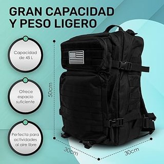Mochila Táctica Militar 45L Resistente Negra