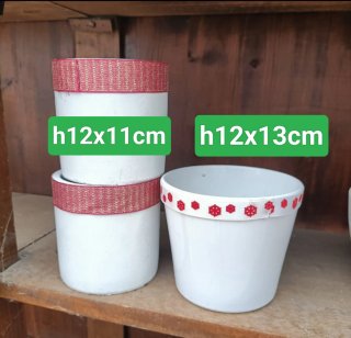 Set 3 Vasi Bianchi Ceramica e Terracotta