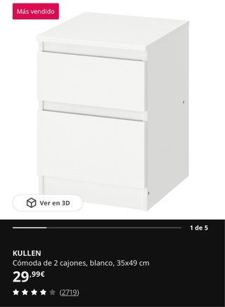 Cómoda KULLEN 2 cajones blanca 35x49 cm
