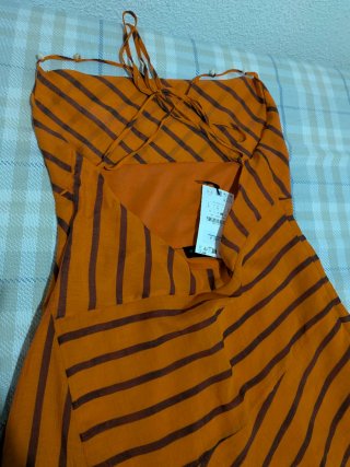 Vestido midi Zara rayas naranja talla L