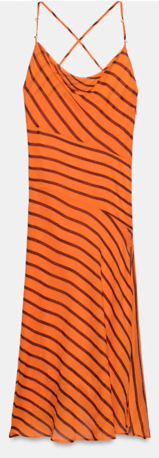 Vestido midi Zara rayas naranja talla L