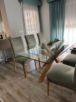 Mesa Comedor Cristal y Madera
