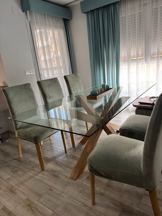 Mesa Comedor Cristal y Madera