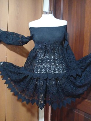 Miniabito pizzo macramè nero