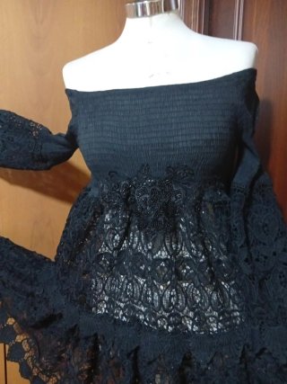 Miniabito pizzo macramè nero