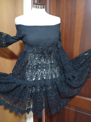 Miniabito pizzo macramè nero