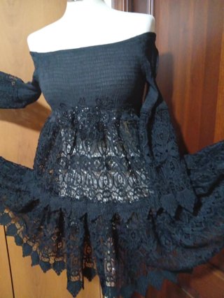 Miniabito pizzo macramè nero