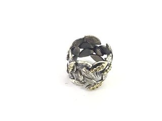 Anillo Plata 925 Hojas Oro
