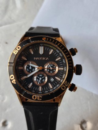 Orologio Nautica Uomo Nero/Oro Cronografo