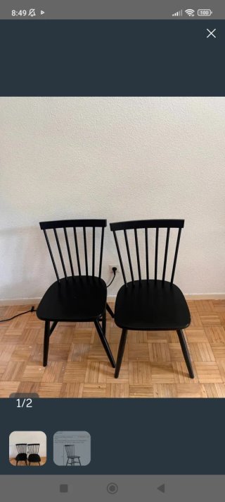 Juego de 2 Sillas Negras de Madera