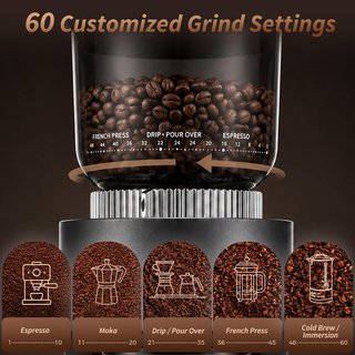 BOSTAR Molinillo Café 60 Niveles LED 48mm 250gr