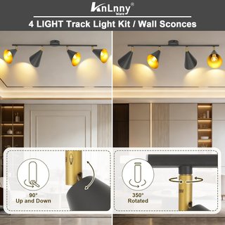 KNLNNY WARE Lámpara 4 Luces Industrial E14 Negra