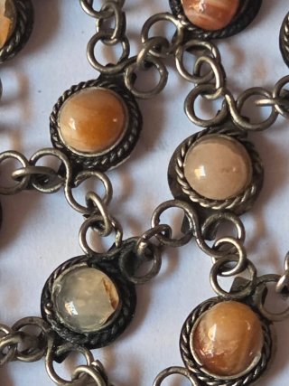 Collana vintage metallo argentato pietre colorate