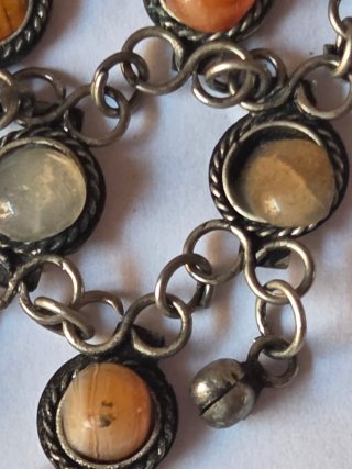 Collana vintage metallo argentato pietre colorate