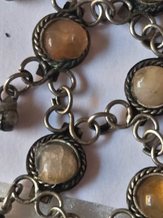 Collana vintage metallo argentato pietre colorate