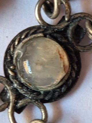Collana vintage metallo argentato pietre colorate