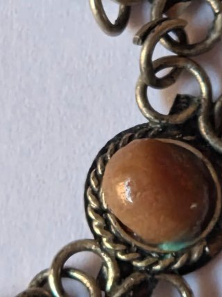 Collana vintage metallo argentato pietre colorate