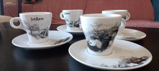 Conjunto 4 tazas café porcelana diseño