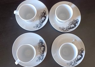 Conjunto 4 tazas café porcelana diseño