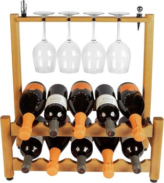 Homingrove botellero 10 botellas 4 copas Madera