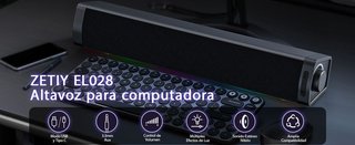 ZETIY barra sonido USB LED RGB 10W 3 entradas