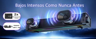 ZETIY barra sonido USB LED RGB 10W 3 entradas