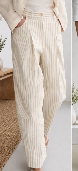 Pantalones Zara rayas beige y celeste con etiqueta