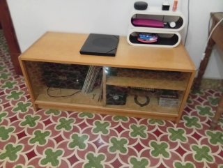 Mueble TV madera y cristal