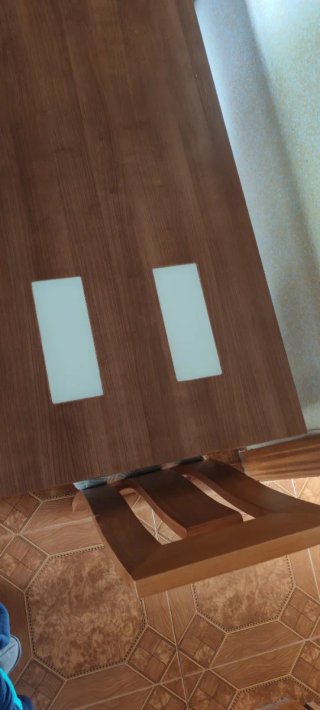 Mesa extensible madera y cristal 140+50x90