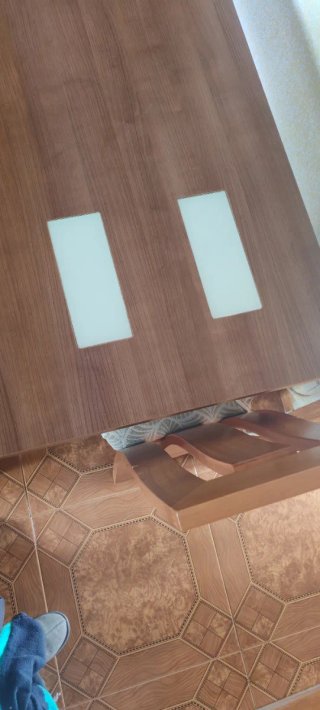 Mesa extensible madera y cristal 140+50x90
