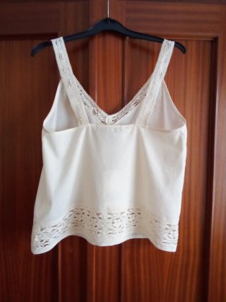 ZARA Bordado Encaje Beige Talla S