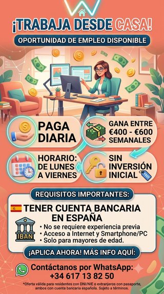 Empleo remoto | Gana hasta 600€ semanales