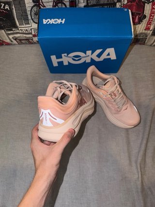 Hoka Bondi 9 zapatillas mujer beige/rosa