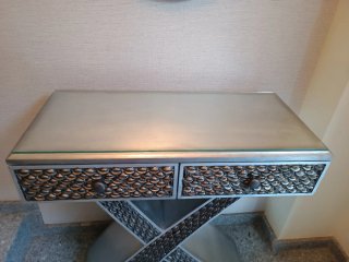 Consola recibidor X plateada cristal