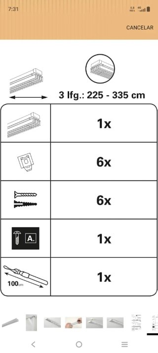 Binario per tende in metallo/plastica