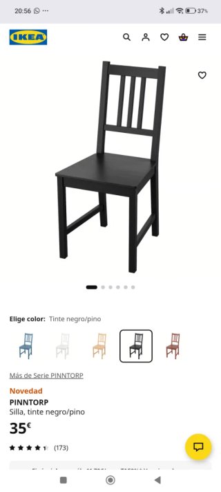 4 sillas Ikea negras - con almohadones