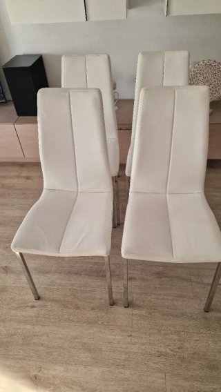 4 Sillas Comedor Piel Sintética Plata