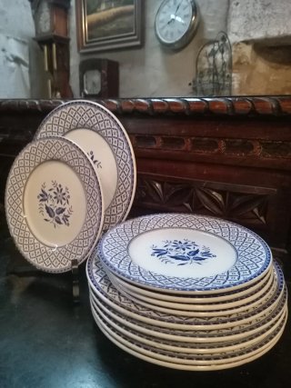 6 platos llanos y 5 postre quadrifloguio 70s