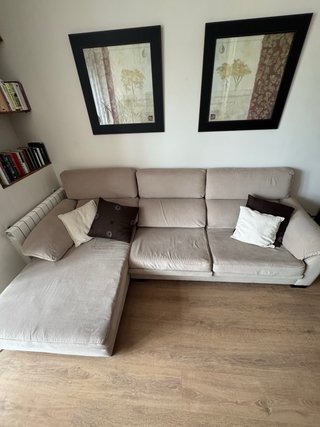 Sofá chaise longue beige