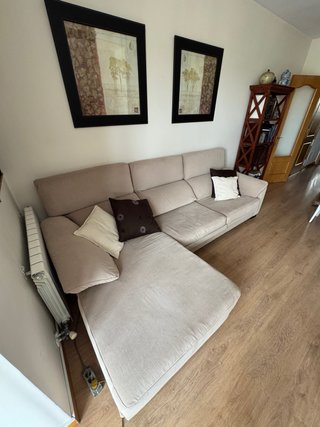 Sofá chaise longue beige