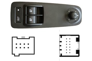 Interruptor Completo Puerta Delantero Izquierdo+ Bloqueo Puerta (Logo Furgo) (2 Botones ) 20Pin para Citroen JUMPER 2006, Fiat DUCATO 2006 y Peugeot BOXER 2006