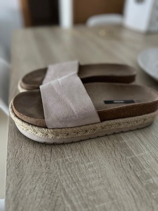 Sandalias Plataforma Esparto Rosa