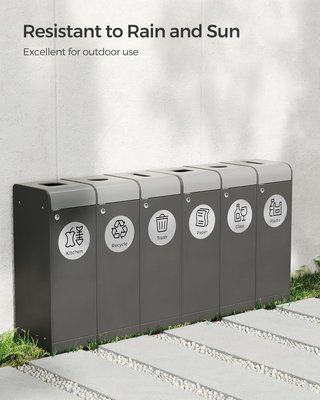 SONGMICS Calcomanías de papelera, 6 etiquetas de reciclaje para contenedores