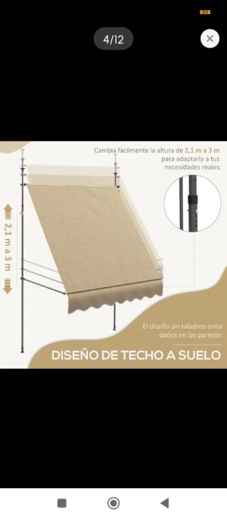 Toldo retráctil beige para jardín