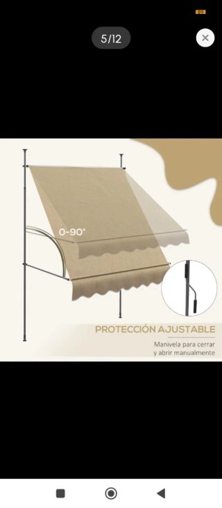 Toldo retráctil beige para jardín