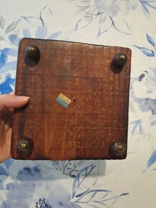 Cenicero Vintage Madera y Latón Años 70