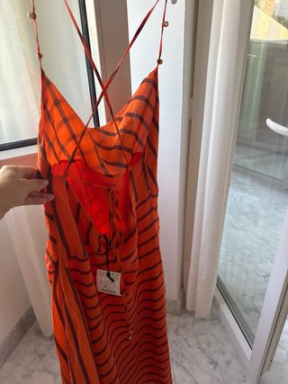 Vestido Zara Naranja Rayas